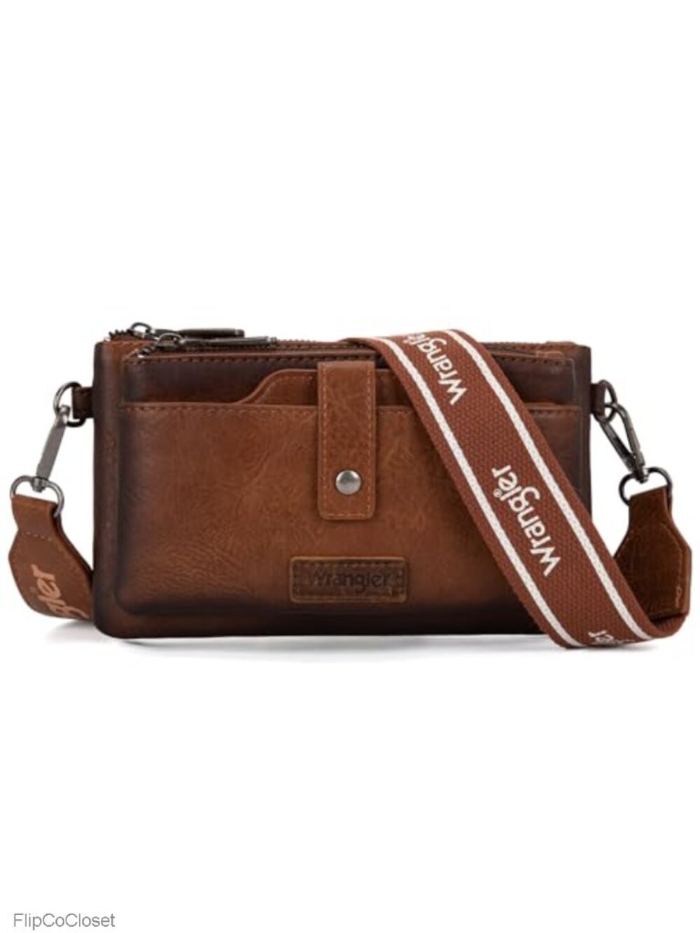Wrangler Crossbody Wallet Purse Dual Zipper Card Holder Guitar Strap